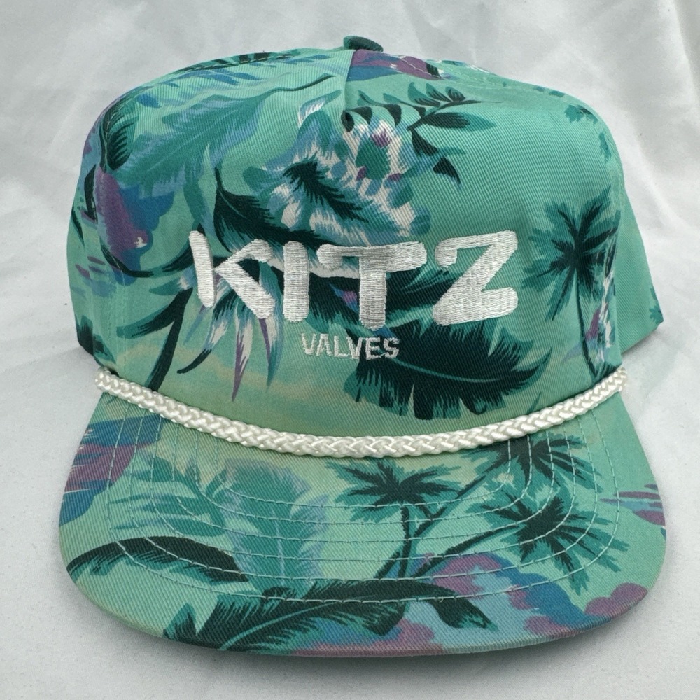 Vintage 80s 90s KITZ Valves Tropical Floral Rope Snapback Hat San Sun Taiwan